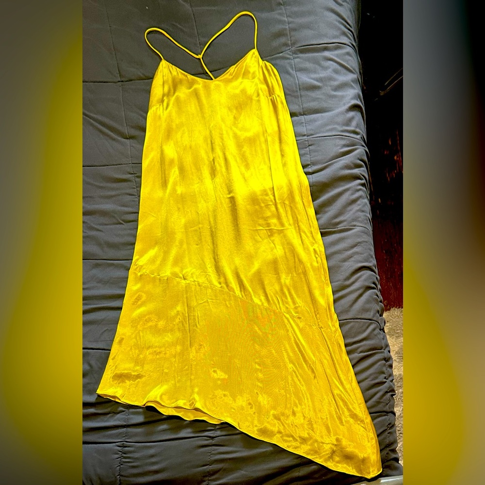 Yellow silk dress
